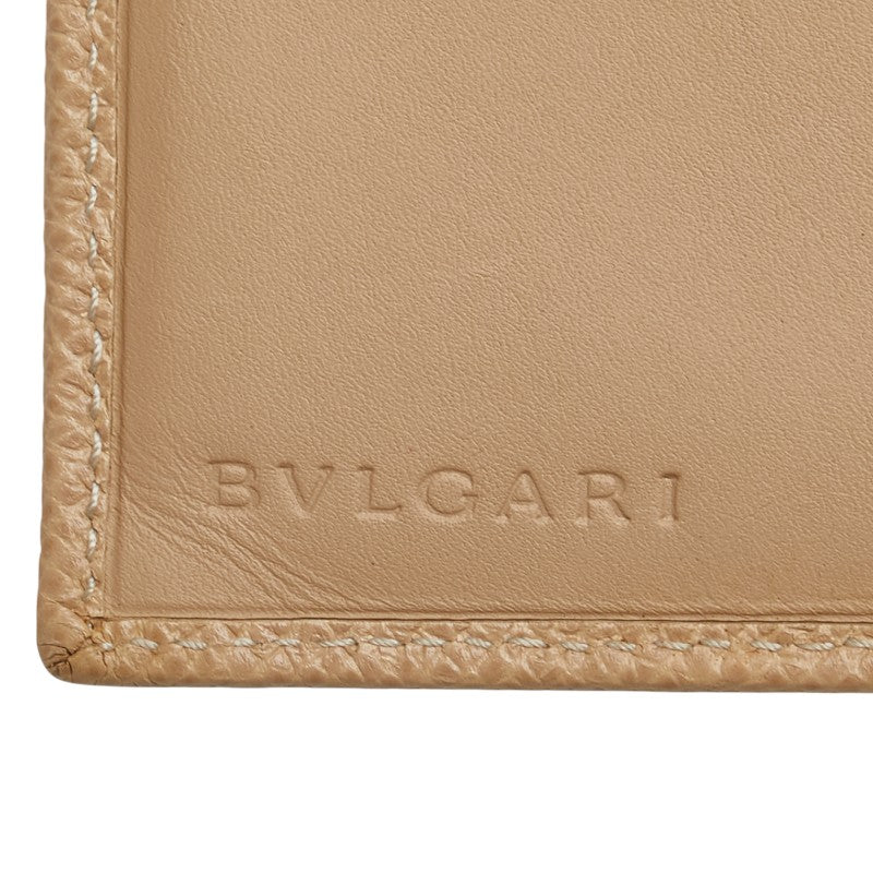 Bvlgari Beige Leather Bifold Wallet