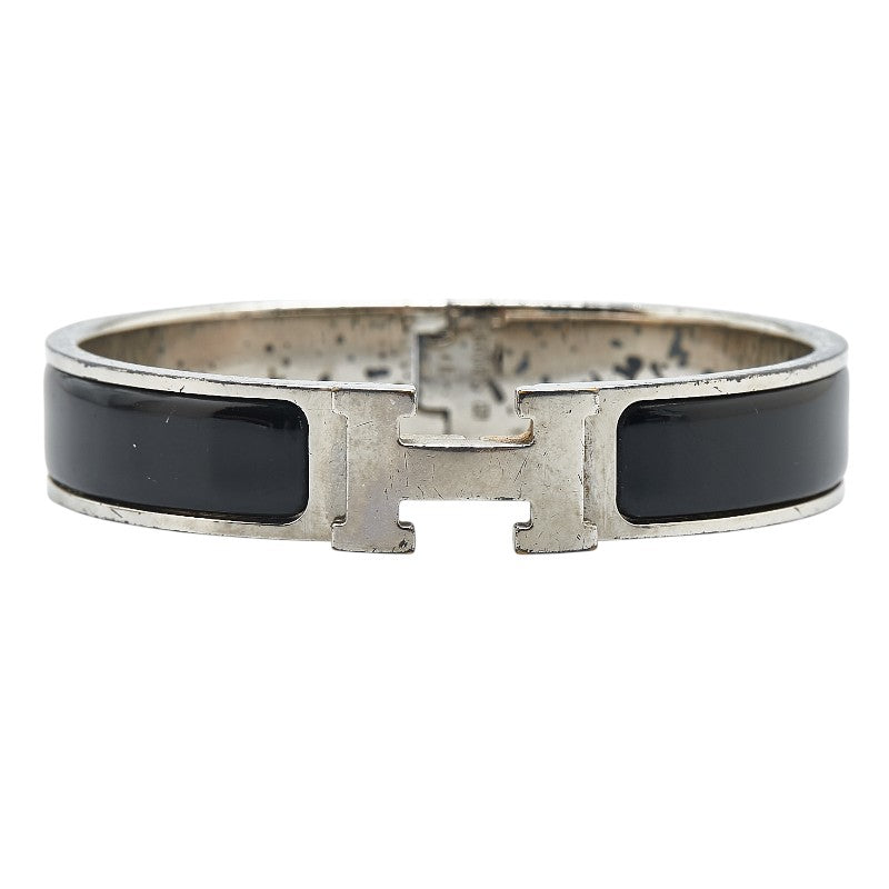 Hermes Click Clack H PM Bangle Silver Black