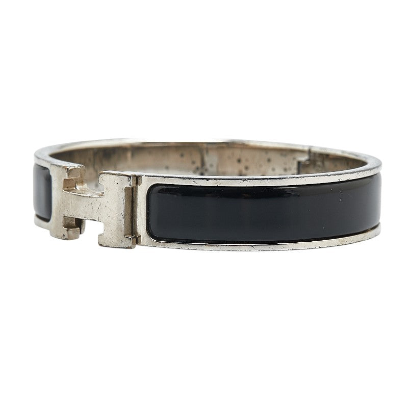 Hermes Click Clack H PM Bangle Silver Black