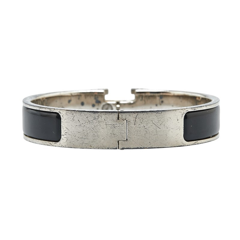 Hermes Click Clack H PM Bangle Silver Black