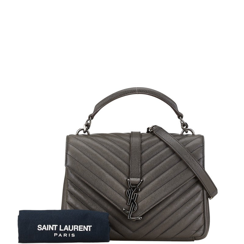 YSL Leather 2WAY Handbag Gray