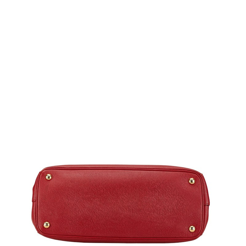 Prada Saffiano Logo Plate Handbag Red