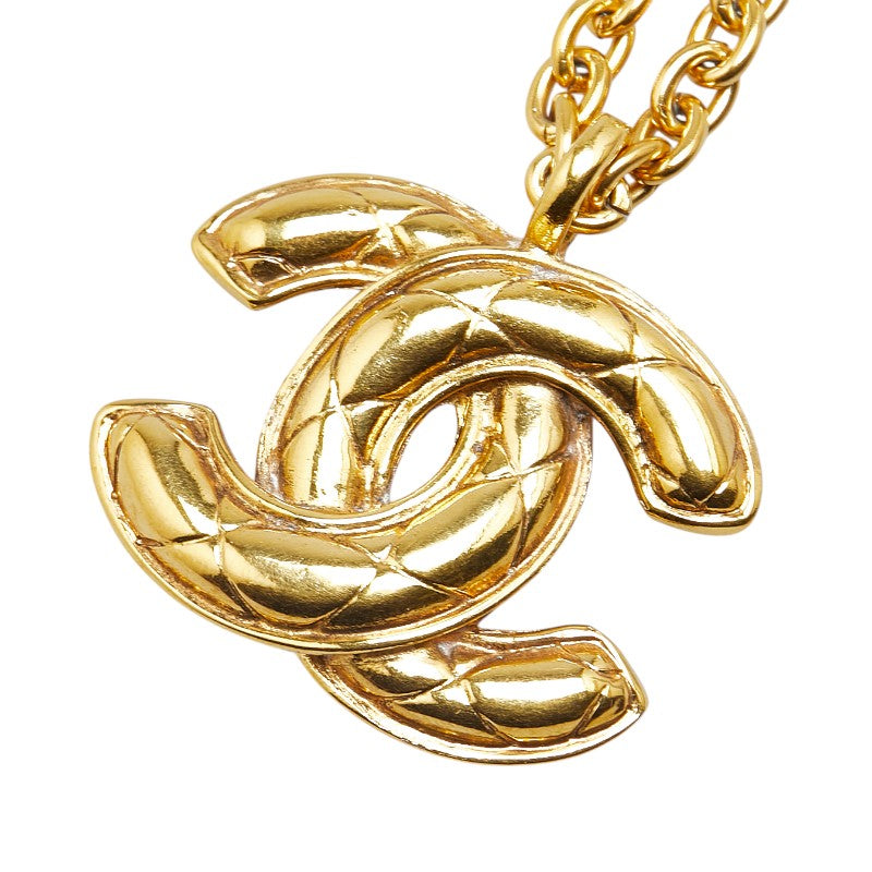 Chanel Matelasse Coco Mark Necklace Gold