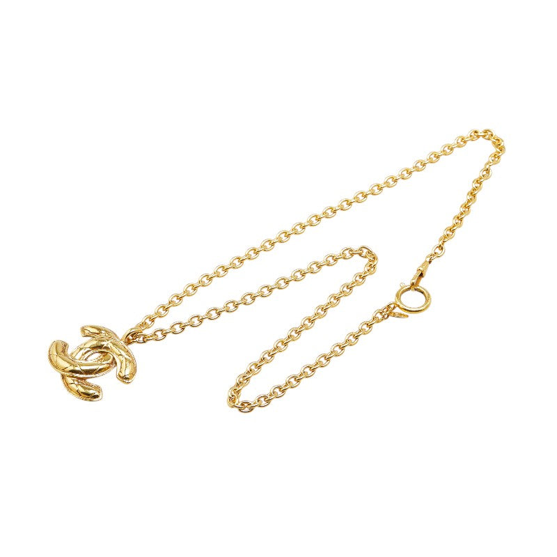 Chanel Matelasse Coco Mark Necklace Gold