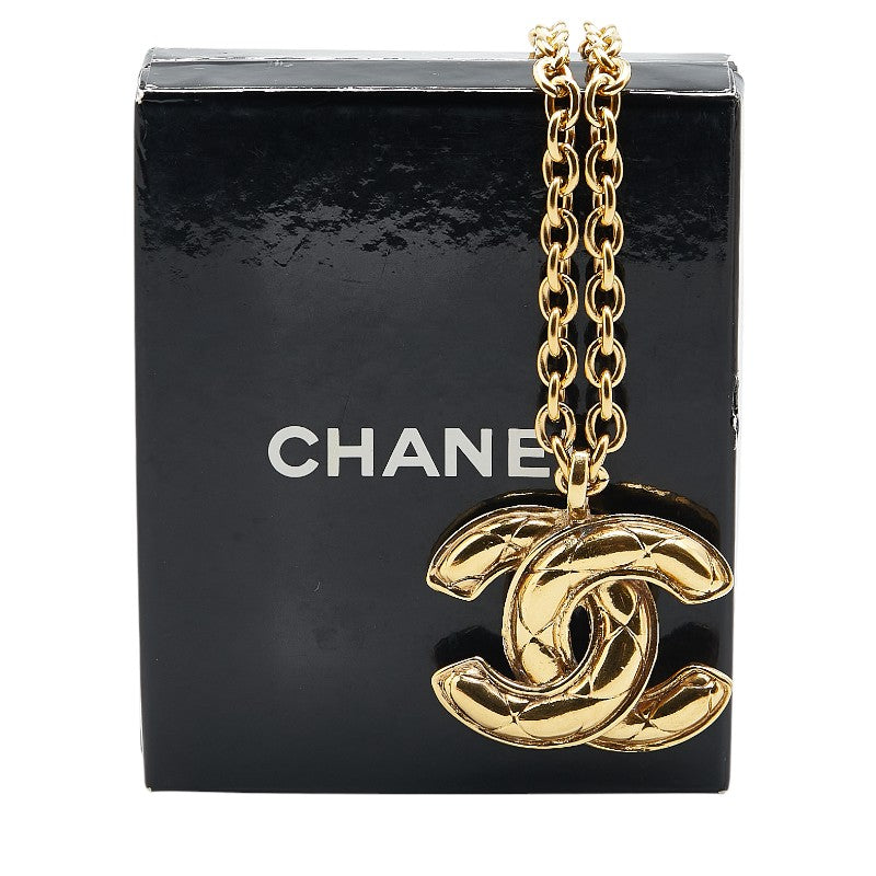 Chanel Matelasse Coco Mark Necklace Gold