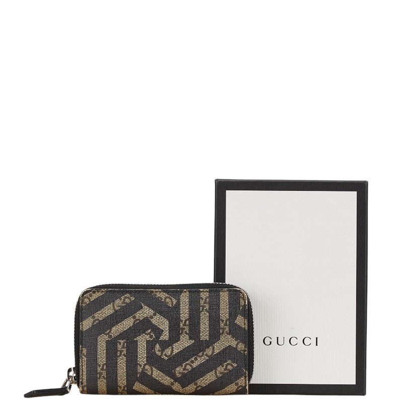 Gucci Coin Case 411317 Black Beige PVC Leather