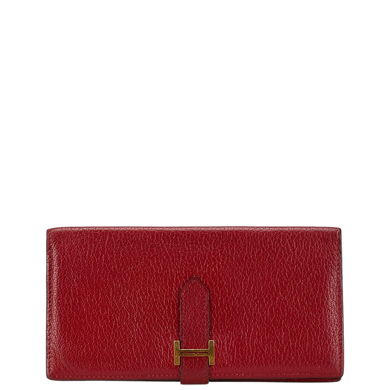 Hermes Bearn Souffle Long Wallet Rouge Ash