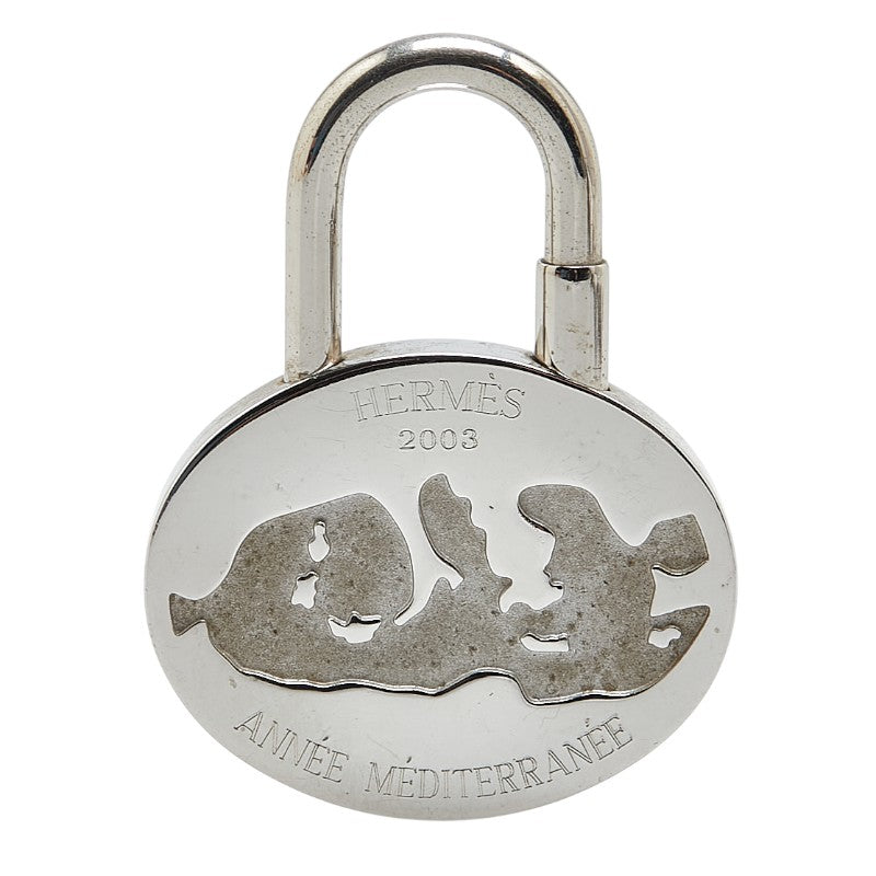 Hermes Silver Metal Padlock Pendant