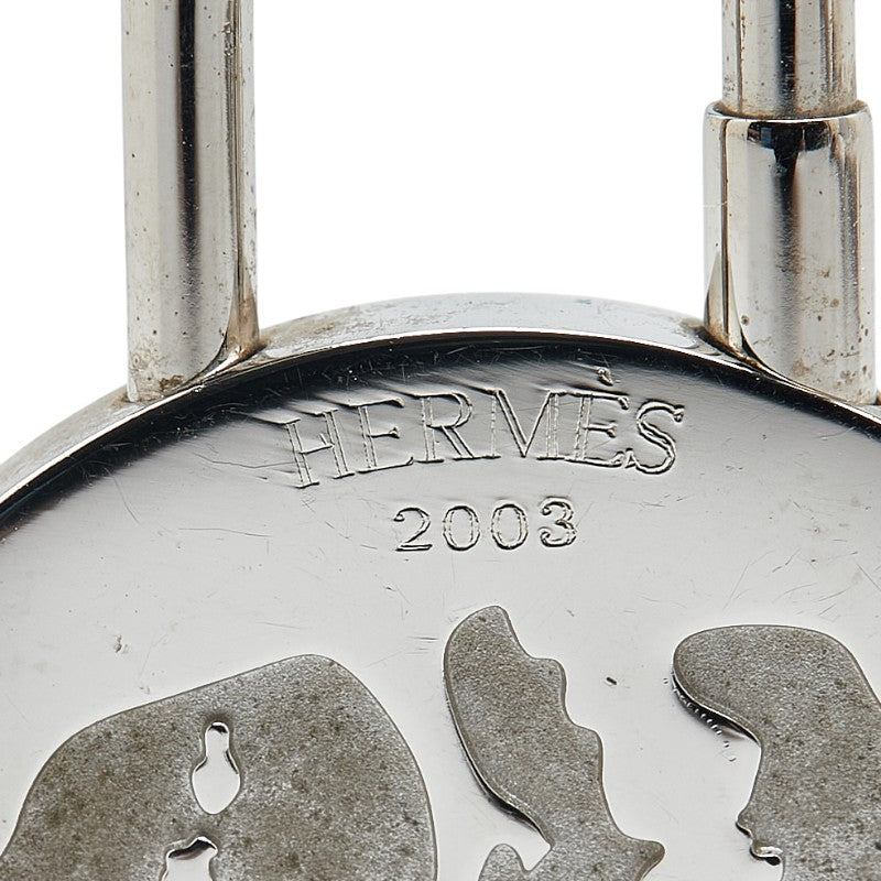 Hermes Silver Metal Padlock Pendant