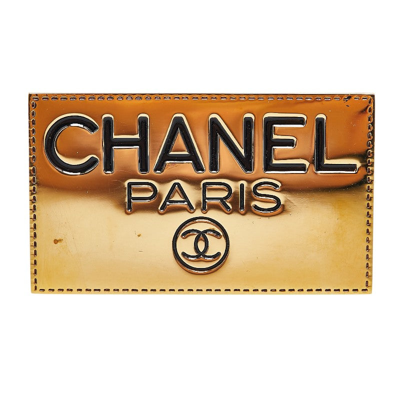 Chanel Logo Plate Brooch Gold