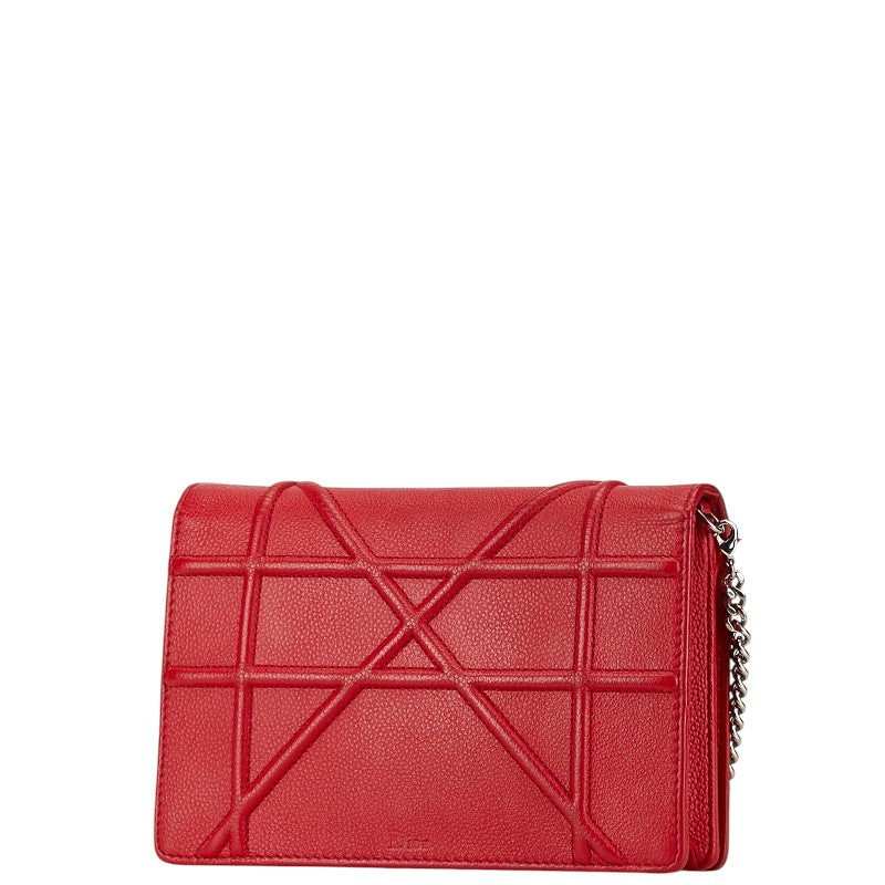 Dior Diorama Red Leather Chain Shoulder Bag