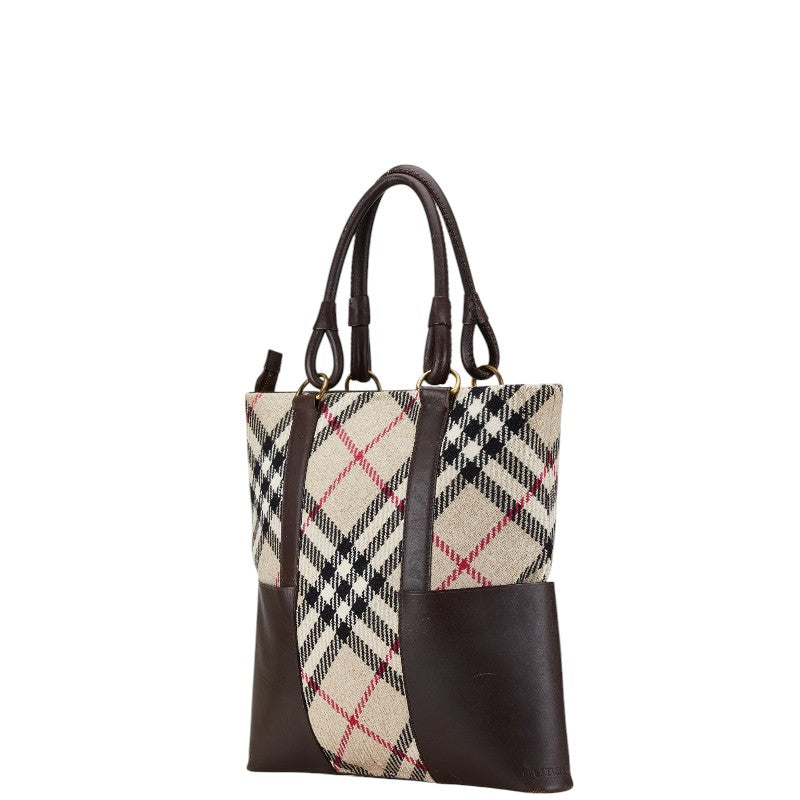 Burberry Nova Check Wool Leather Tote Bag