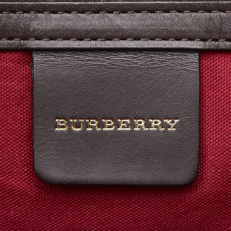 Burberry Nova Check Wool Leather Tote Bag