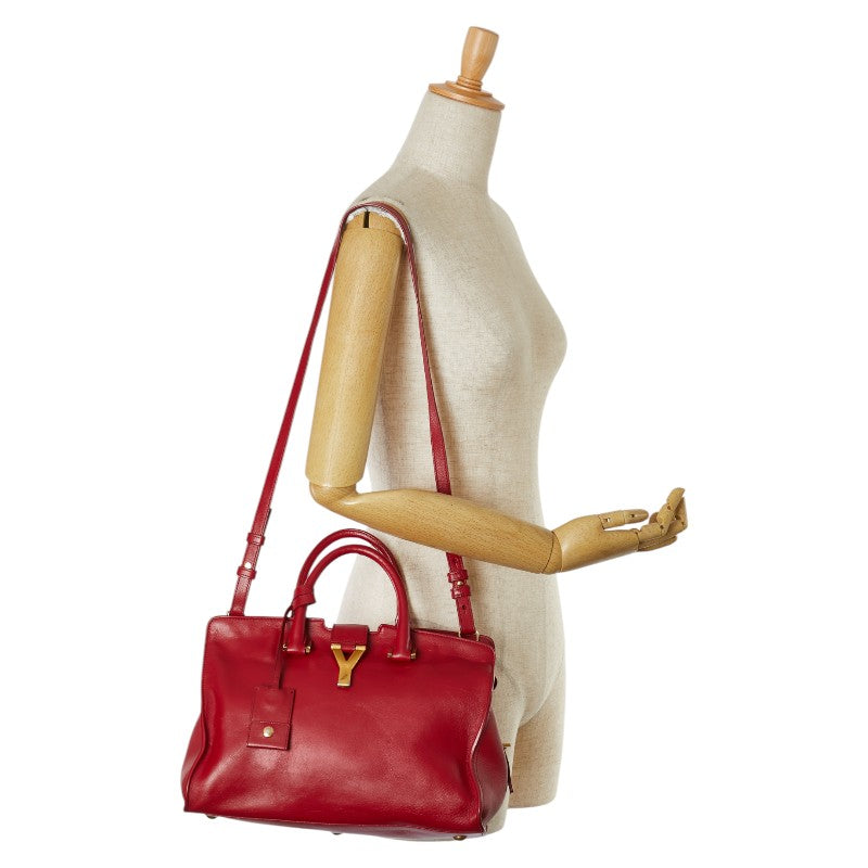 Saint Laurent Leather Petit Cabas Handbag Red