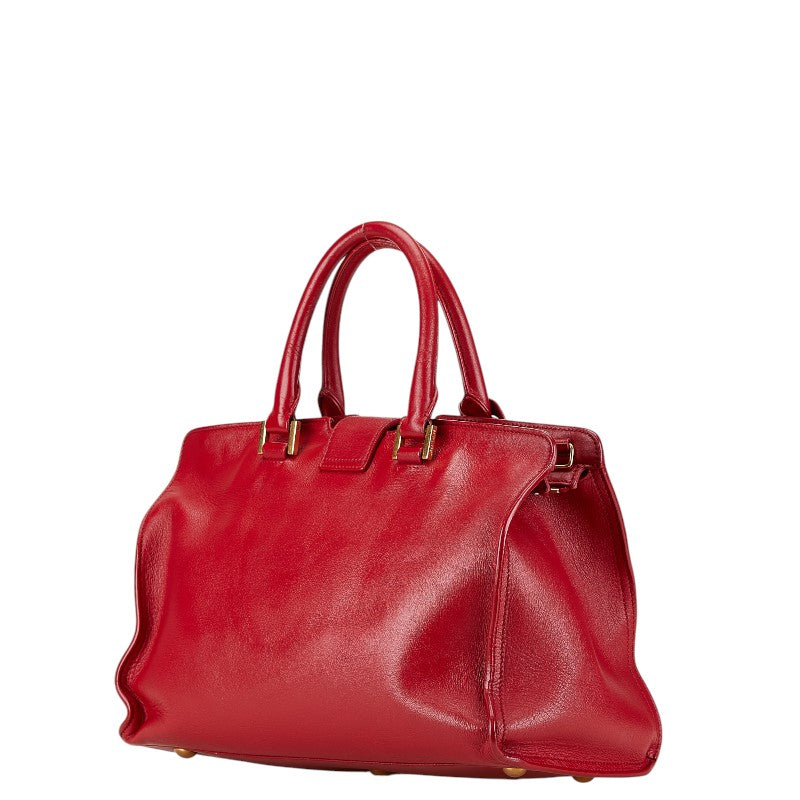 Saint Laurent Leather Petit Cabas Handbag Red