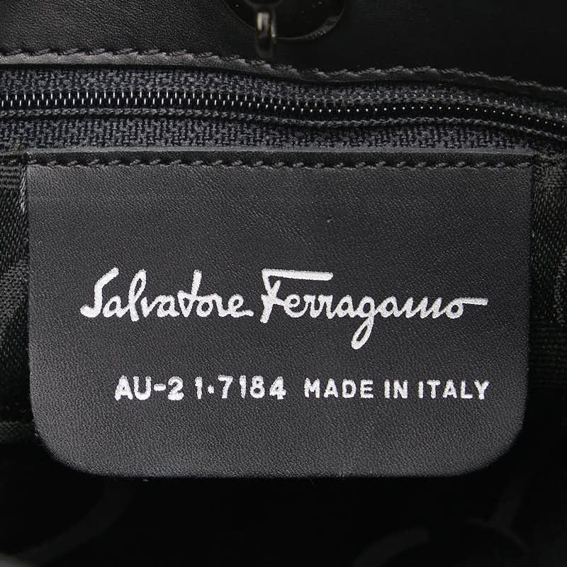 Salvatore Ferragamo Vara Canvas Leather Handbag