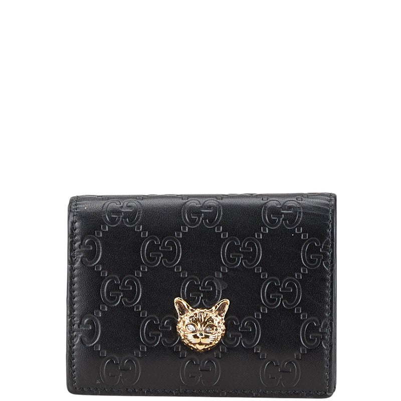 Gucci Leather Cat Compact Wallet 548057