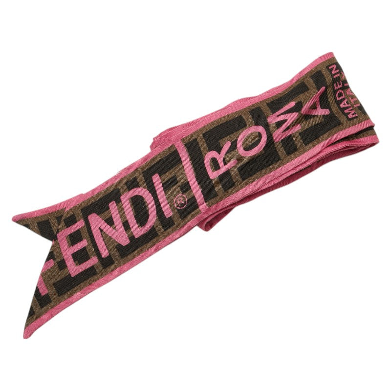 Fendi Silk Zucca Logo Scarf Brown Pink