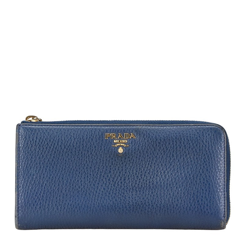 Prada Saffiano Leather Long Wallet Navy