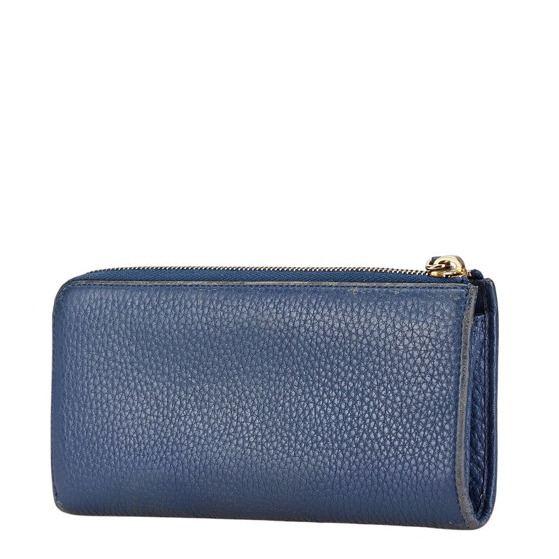 Prada Saffiano Leather Long Wallet Navy