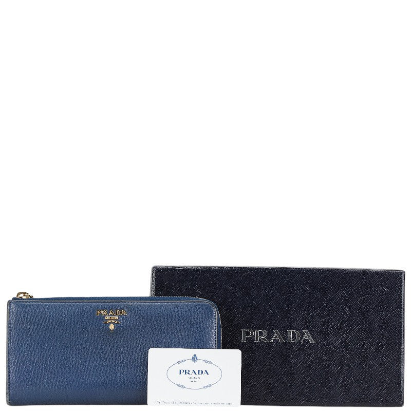 Prada Saffiano Leather Long Wallet Navy