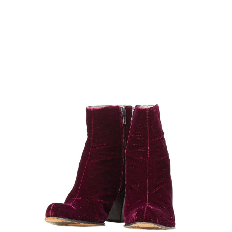 Prada Velour Short Boots Wine Red