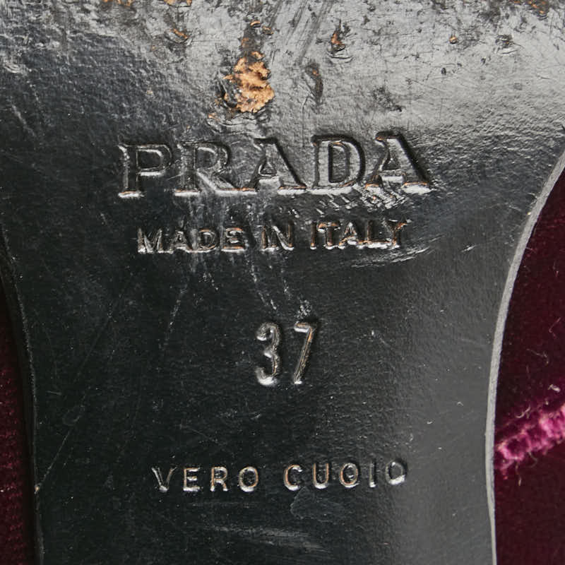 Prada Velour Short Boots Wine Red