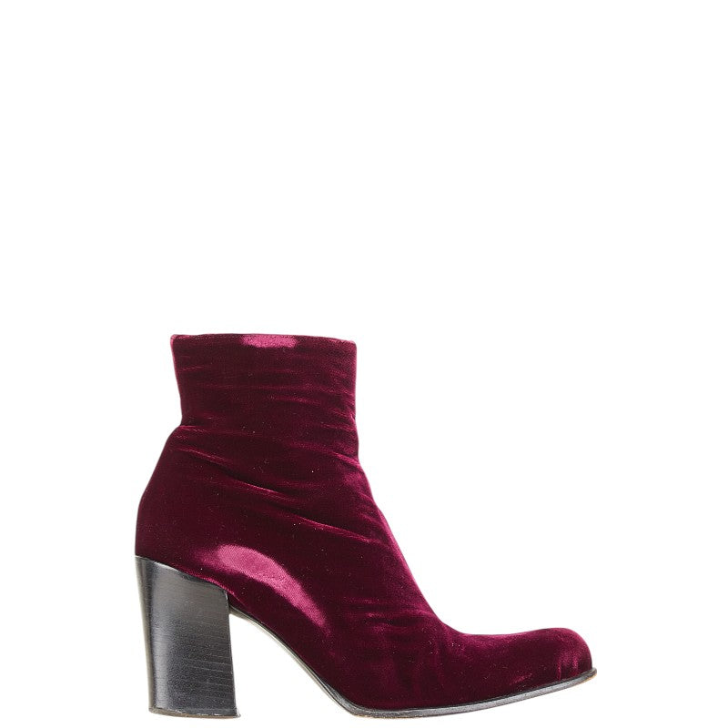 Prada Velour Short Boots Wine Red