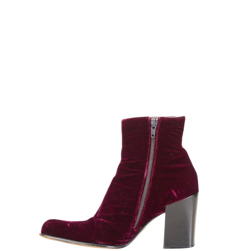 Prada Velour Short Boots Wine Red