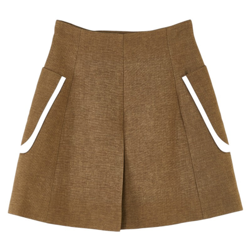 Fendi Wool Silk Mini Skirt Beige White