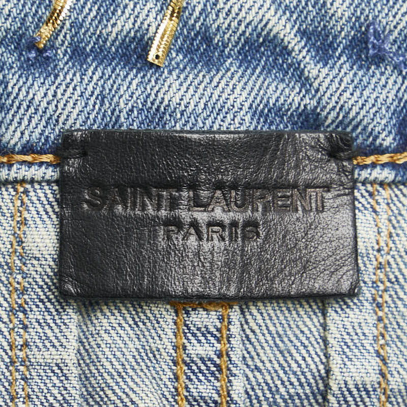 Saint Laurent Knee-Crush Denim Pants Light Blue