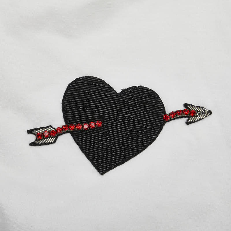 Valentino Beaded Rhinestone Heart T-Shirt XS