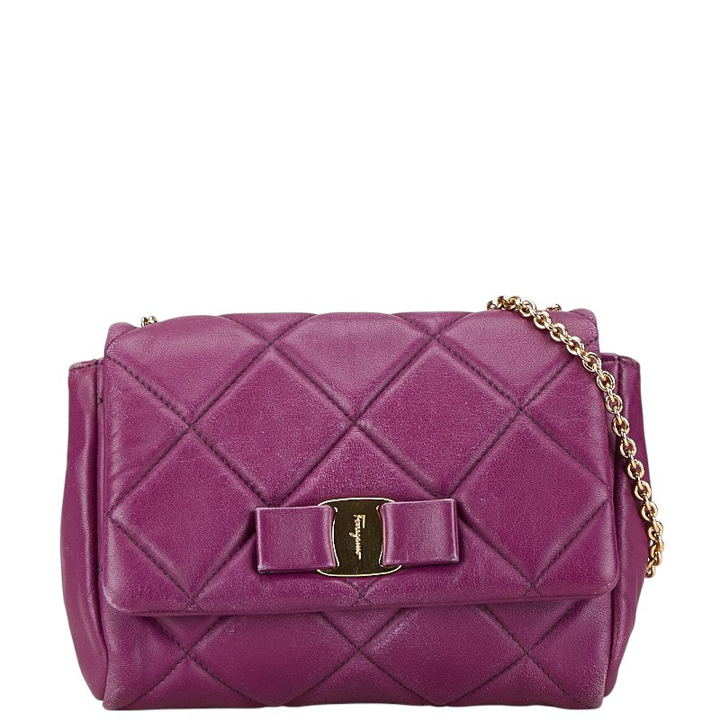 Salvatore Ferragamo Vara Ribbon Quilted Leather Chain Shoulder Bag