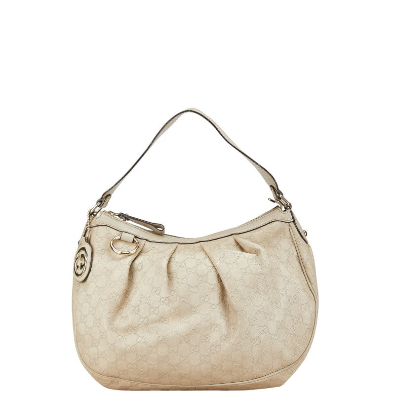 Gucci Sukey Leather Shoulder Bag Beige