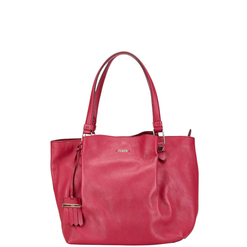 Tod's Leather Flower Tote Bag Pink