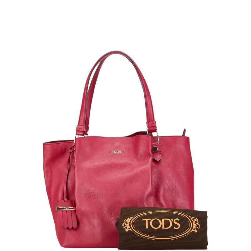 Tod's Leather Flower Tote Bag Pink