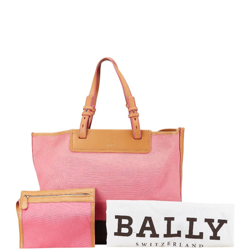 Bally Canvas Leather Tote Bag