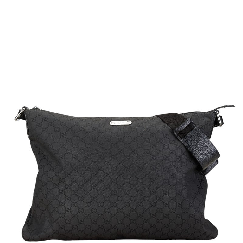 Gucci Nylon Leather Messenger Bag Black