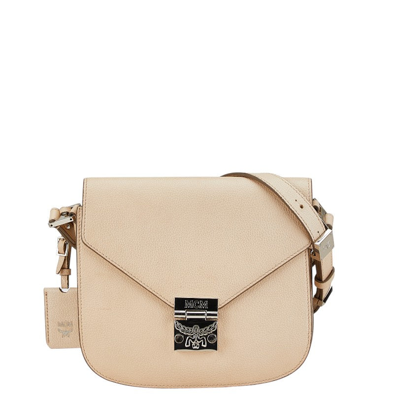 MCM Patricia Small Leather Crossbody Bag Beige