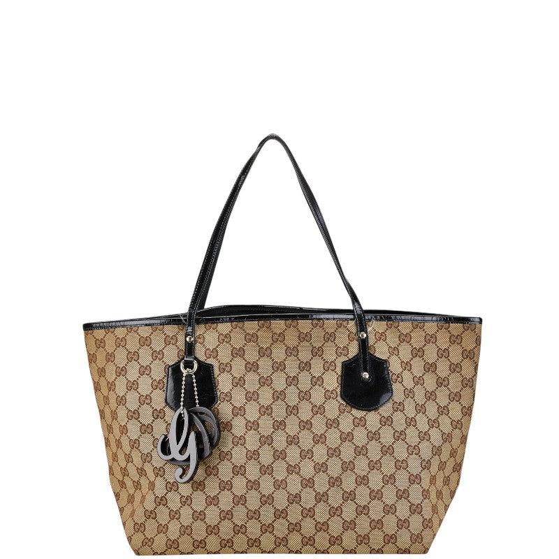 Gucci GG Canvas Tote Bag 211975 Beige Black