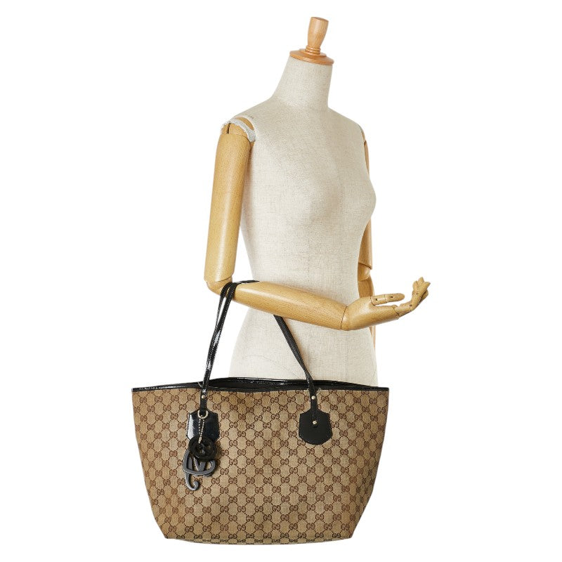 Gucci GG Canvas Tote Bag 211975 Beige Black