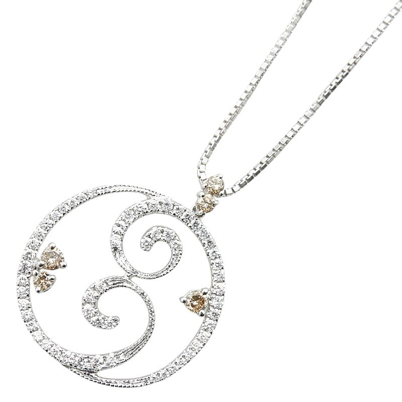 K18WG White Gold Diamond Circle Venetian Necklace