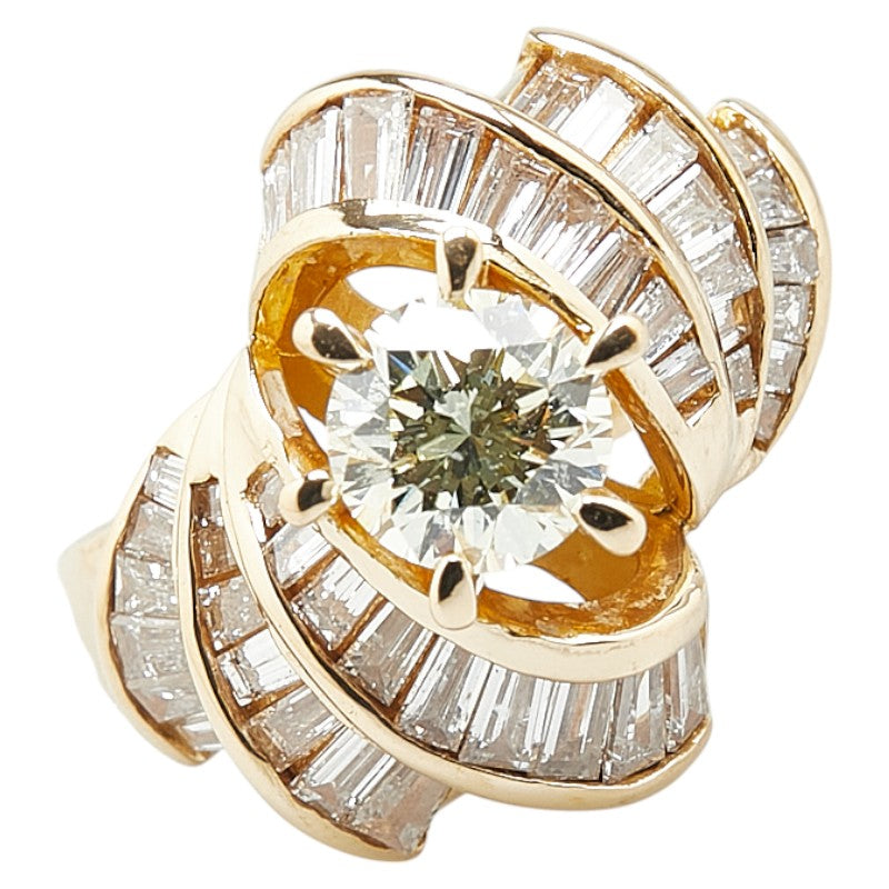 K18YG Yellow Gold Diamond Ring 1.03ct 1.42ct