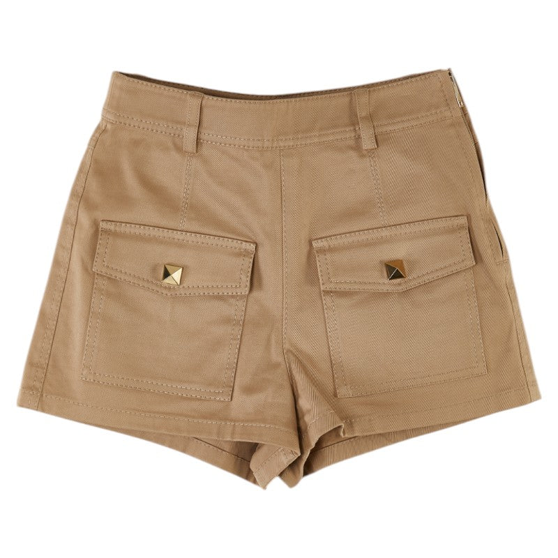 Valentino Studded Shorts Beige Cotton