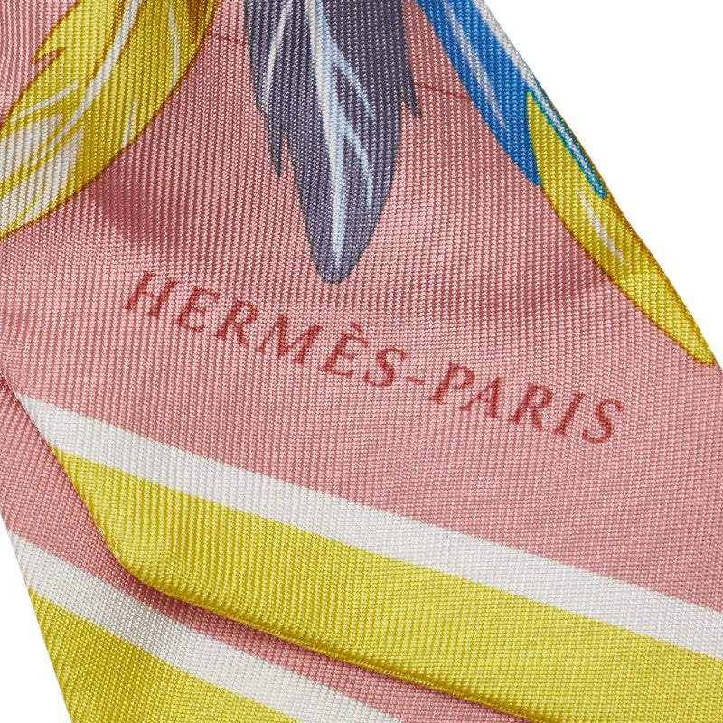 Hermes Silk Twilly Scarf Pink Red Multicolor