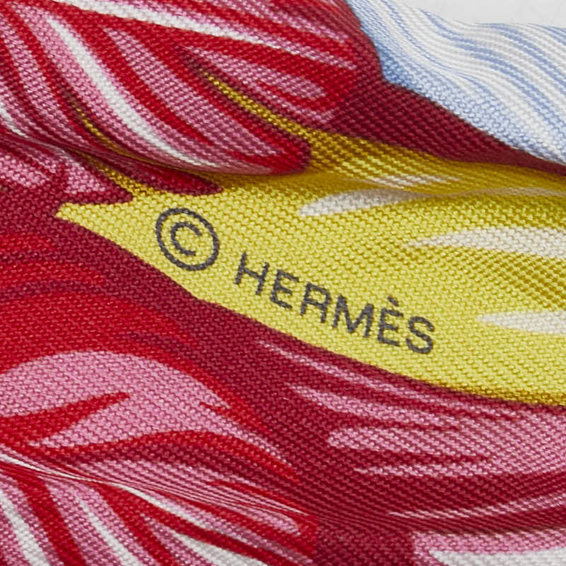 Hermes Silk Twilly Scarf Pink Red Multicolor