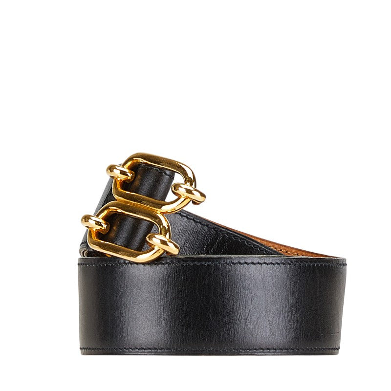 Hermes Chaine d'Ancre Leather Belt Black Gold