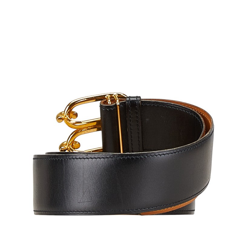 Hermes Chaine d'Ancre Leather Belt Black Gold