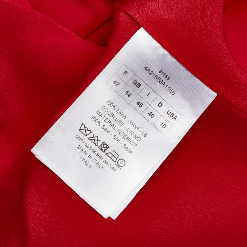 Dior Wool Short Sleeve Dress Red