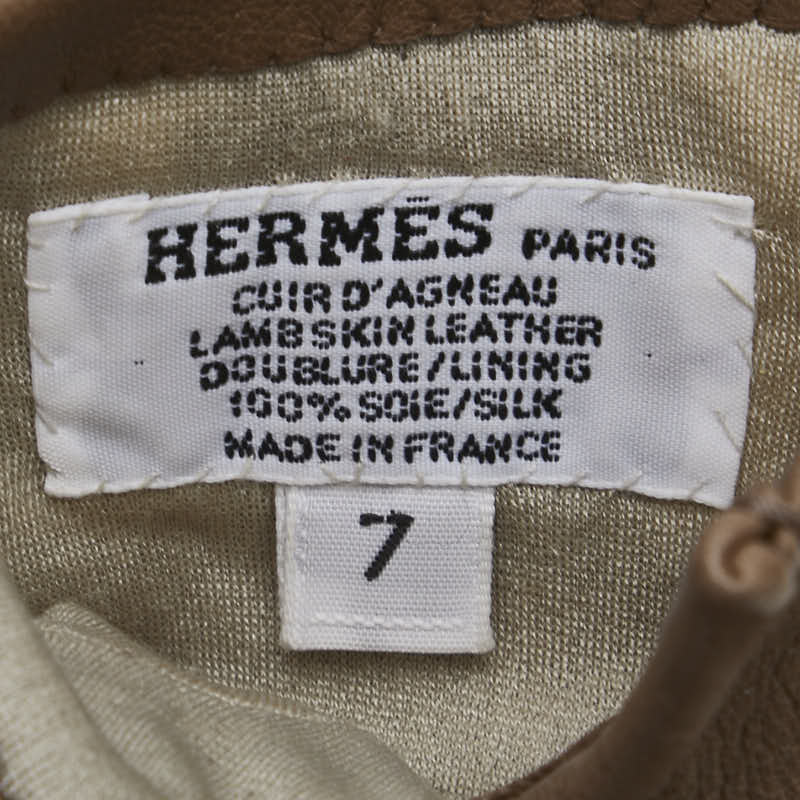 Hermes Silk Metallic Gloves Beige